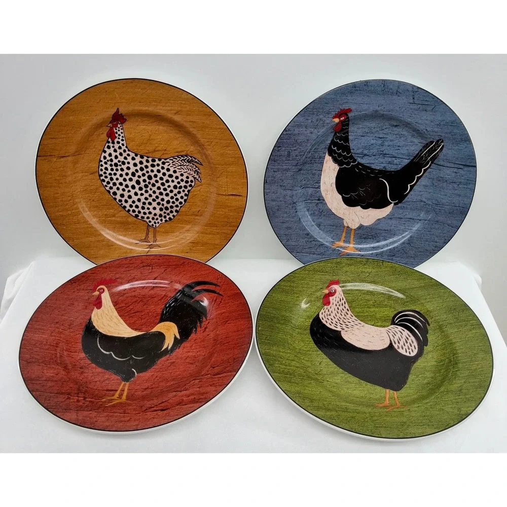 Vtg 1990s Brandon House Warren Kimble Country Quartet Stoneware Rooster Designs